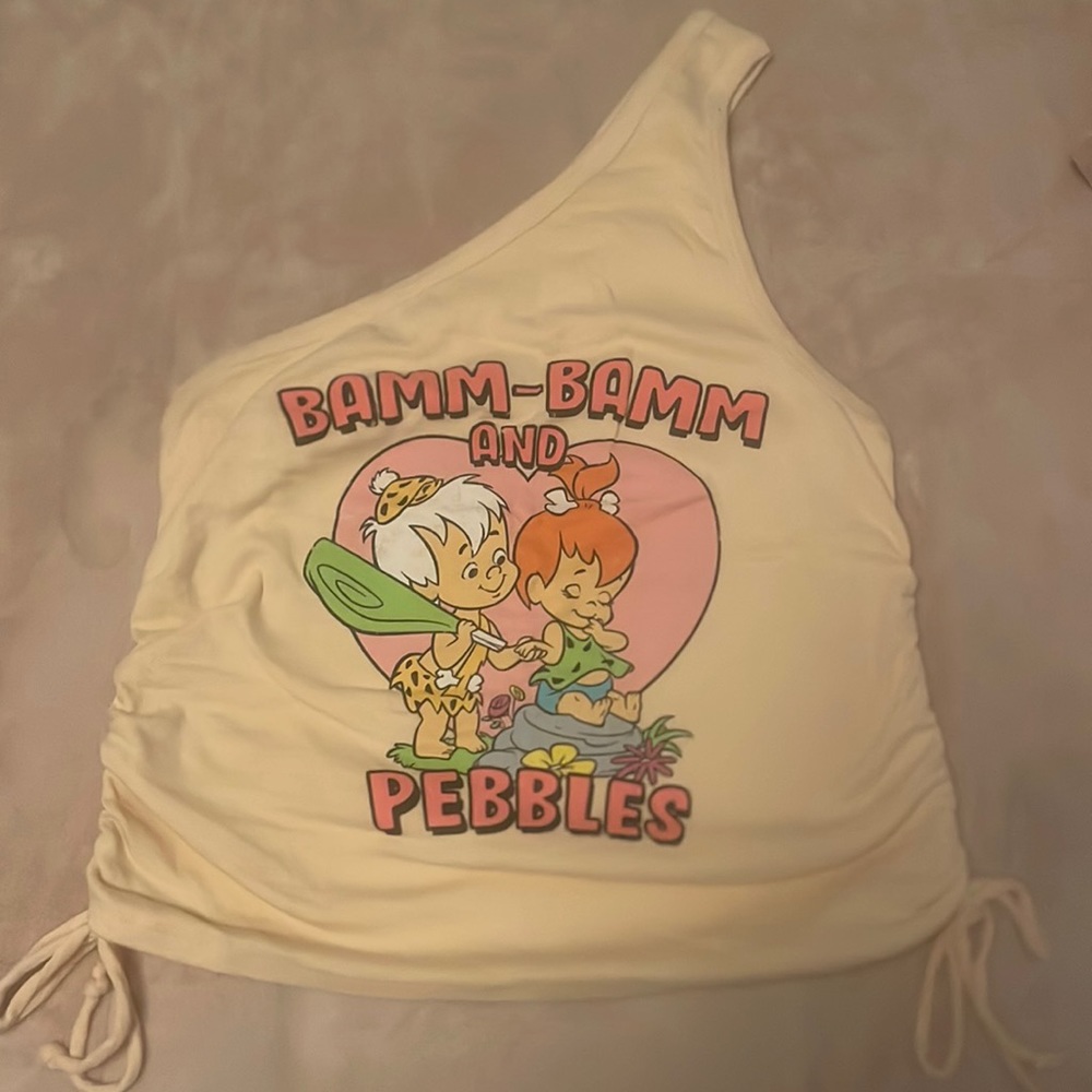 Flintstones off the shoulder crop top